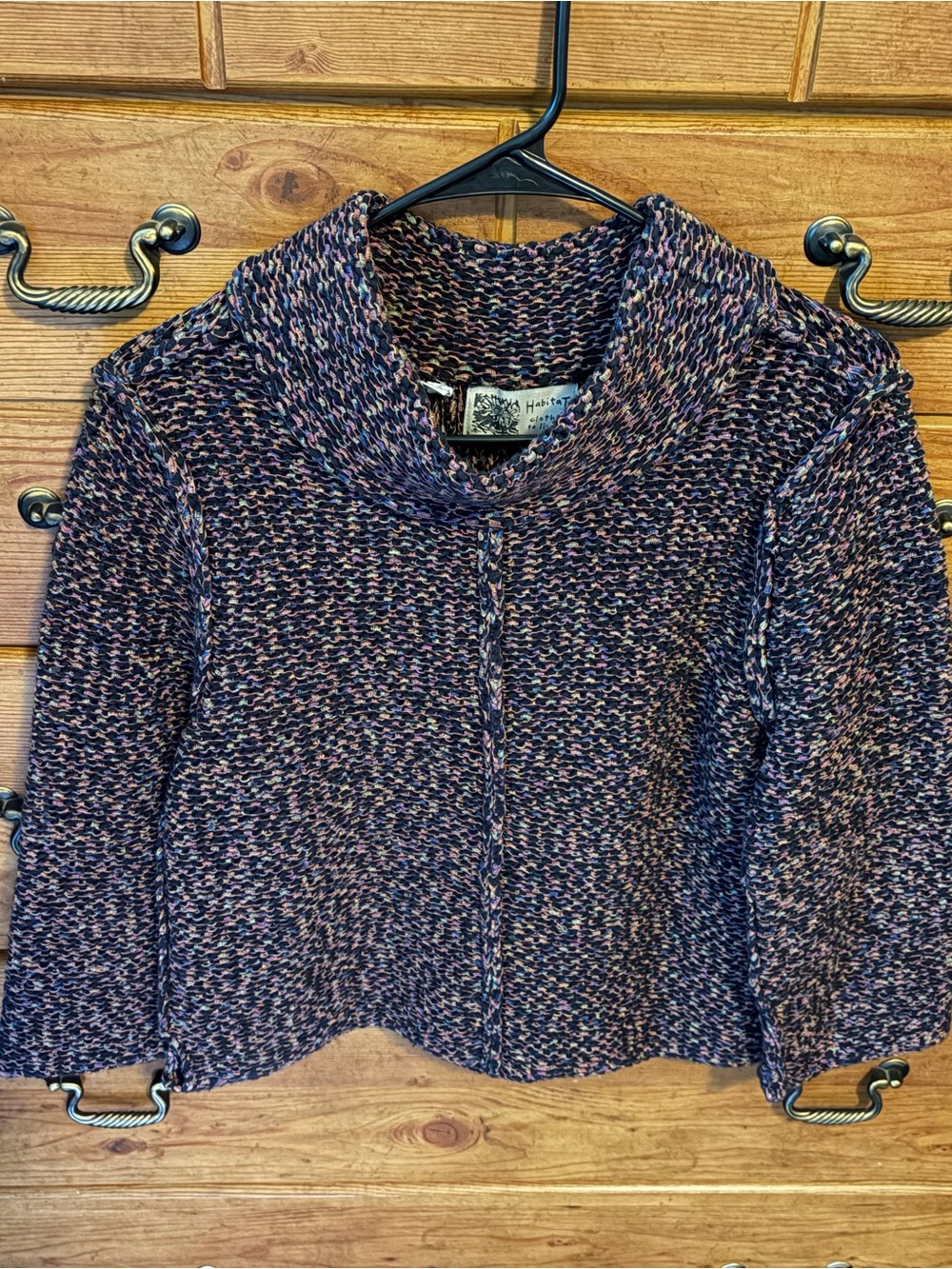 Habitat Marled Cowl Neck Sweater - Navy & Purple & Pink